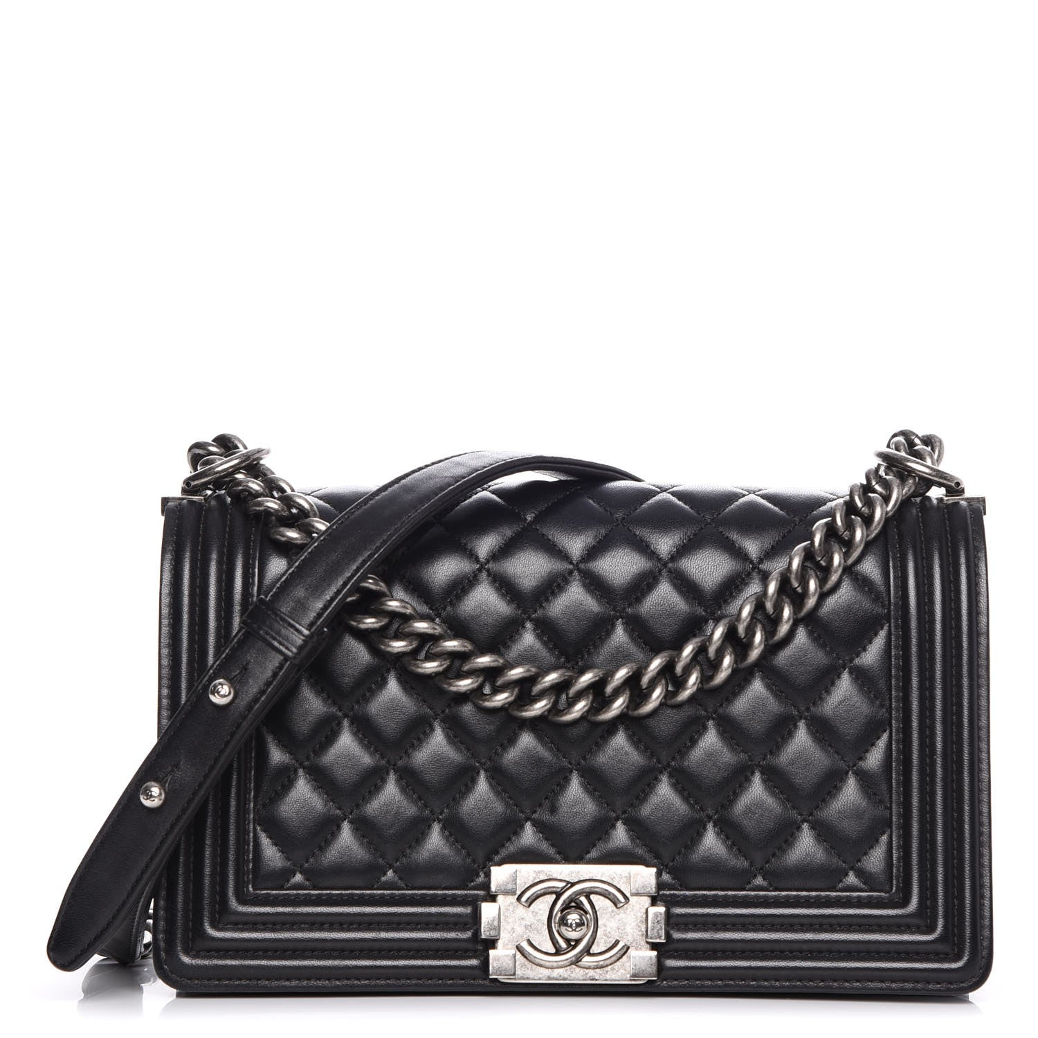 Chanel Lambskin Quilted Medium Boy Flap Black 1 of 13