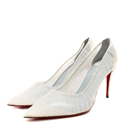 Christian Louboutin Tulle Glitter Satin Kate Draperia 85 Pumps 40.5 White 4 of 7