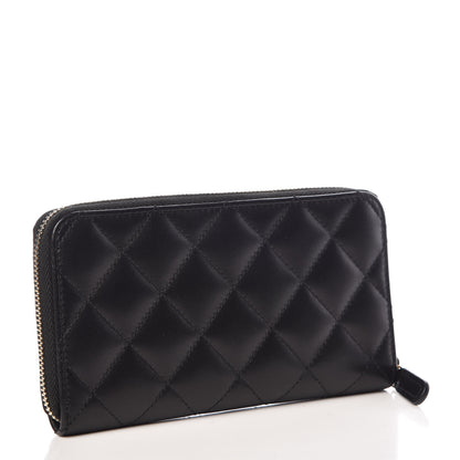 Chanel Lambskin Quilted Small Gusset Zip Around Wallet Black 3 of 9