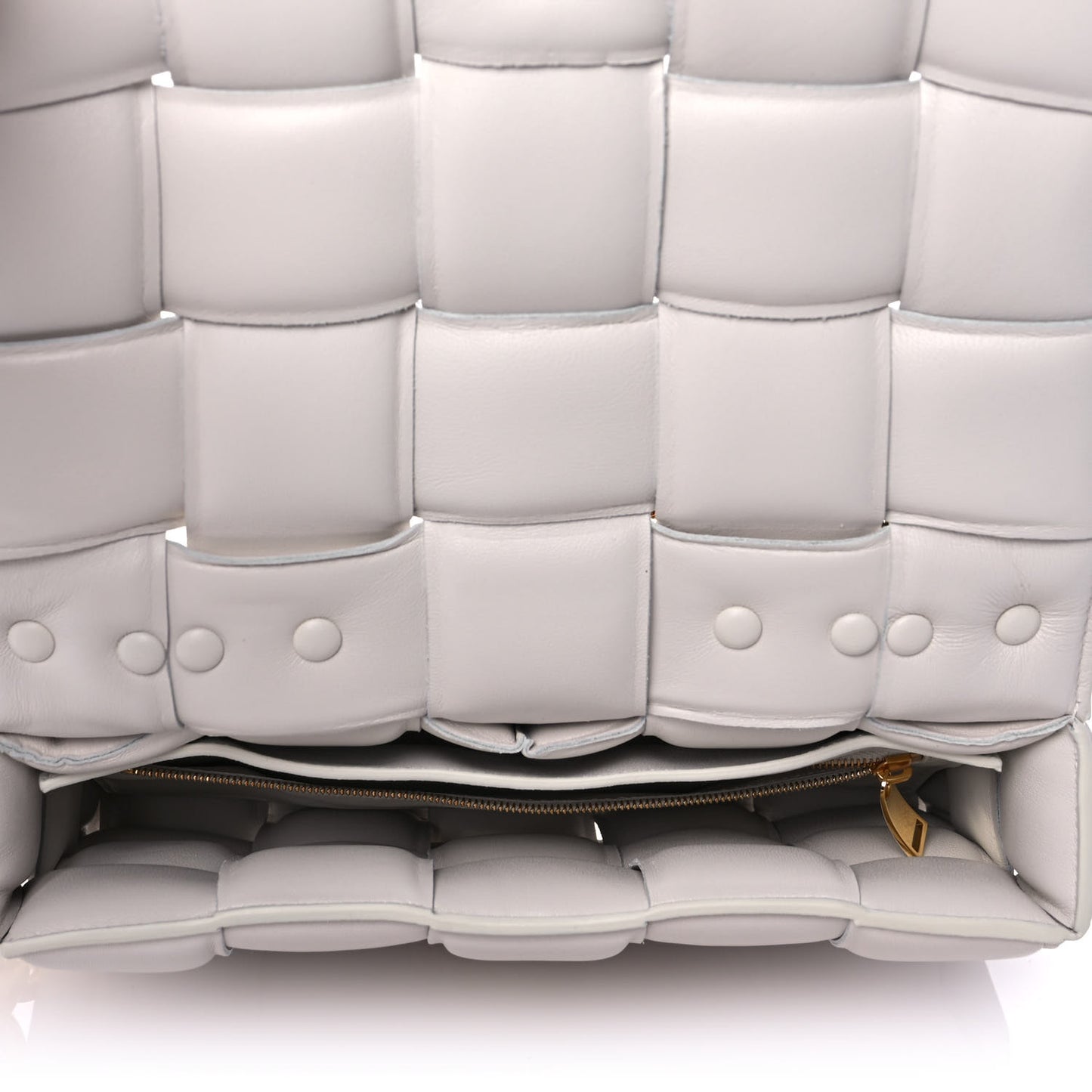 Lambskin Maxi Intreccio Padded Chain Cassette Crossbody Bag White