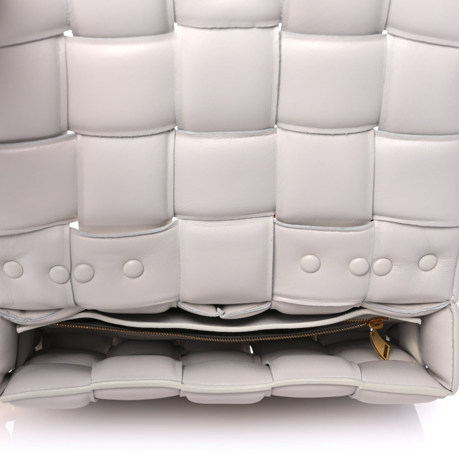 Bottega Veneta Lambskin Maxi Intreccio Padded Chain Cassette Crossbody Bag White 5 of 9