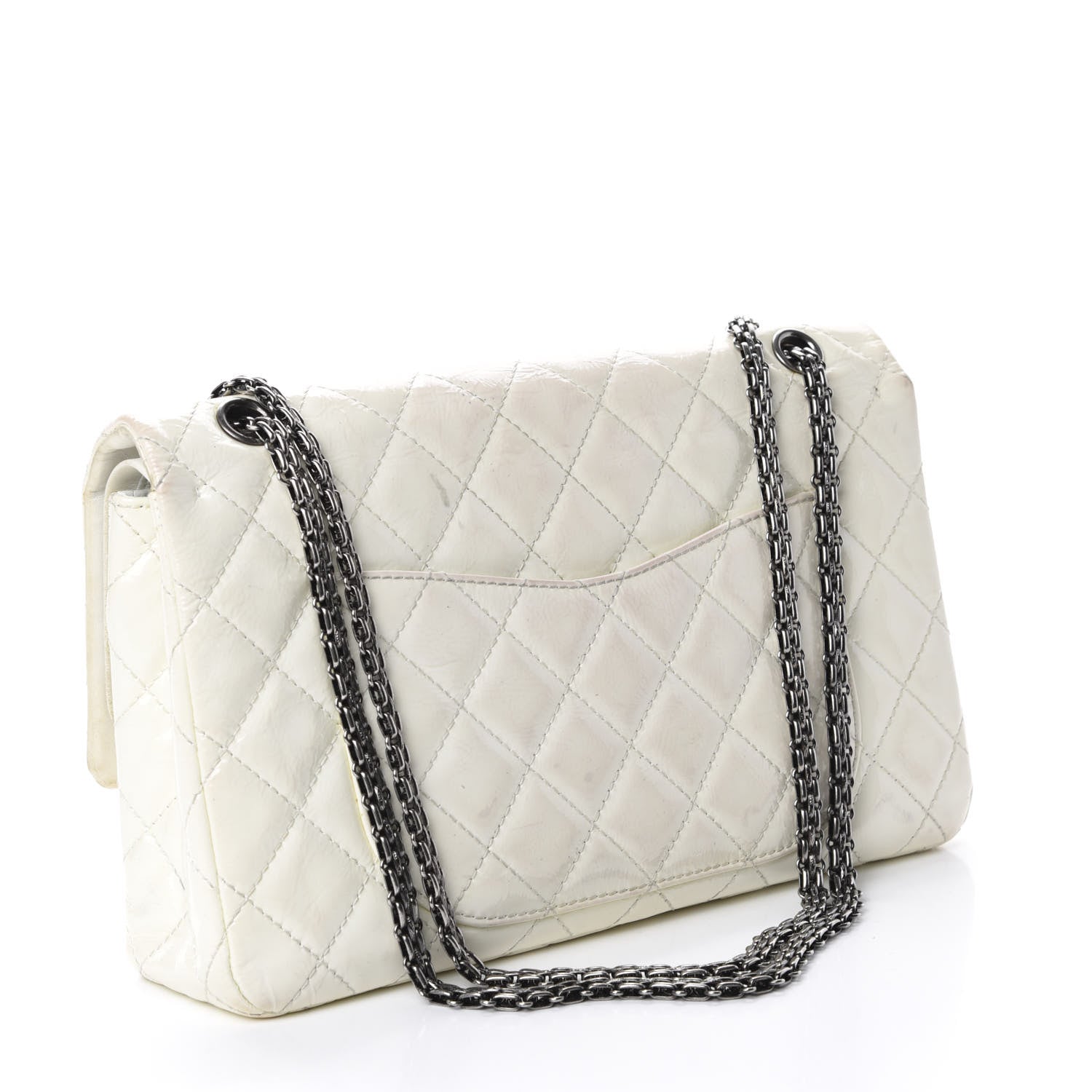Chanel Distressed Patent Quilted 2.55 Reissue Flap 227 White 3 of 15