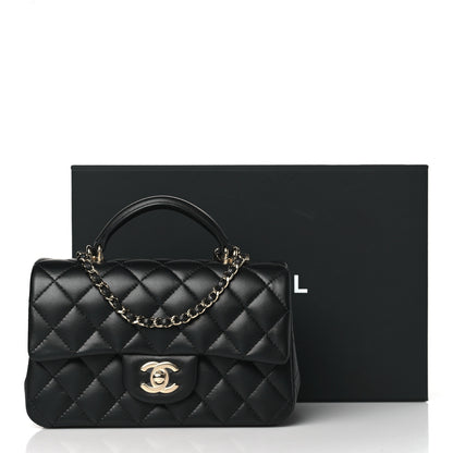 Chanel Lambskin Quilted Mini Top Handle Rectangular Flap Black 11 of 11