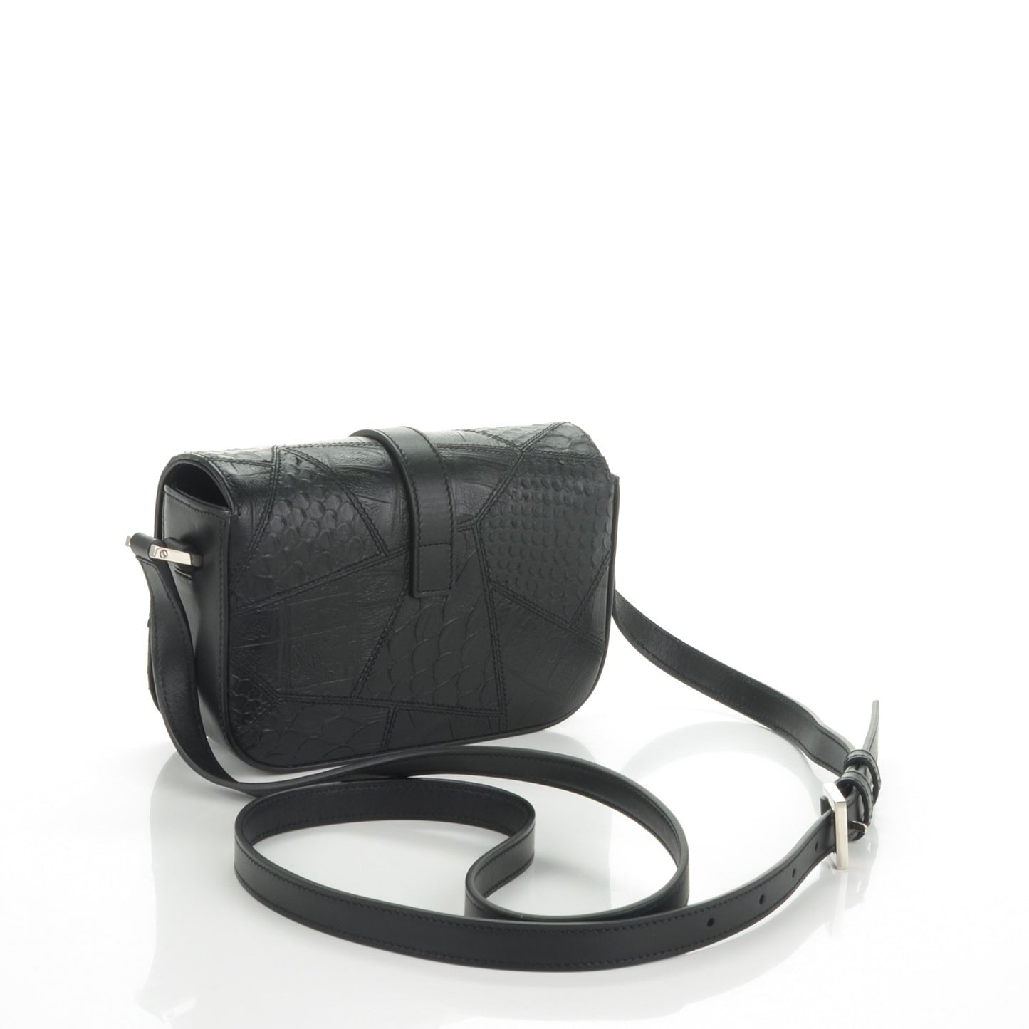 Reptile Calfskin Embossed Patchwork Small Classic Monogram Universite Bag Black