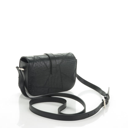 Saint Laurent Reptile Calfskin Embossed Patchwork Small Classic Monogram Universite Bag Black 3 of 6