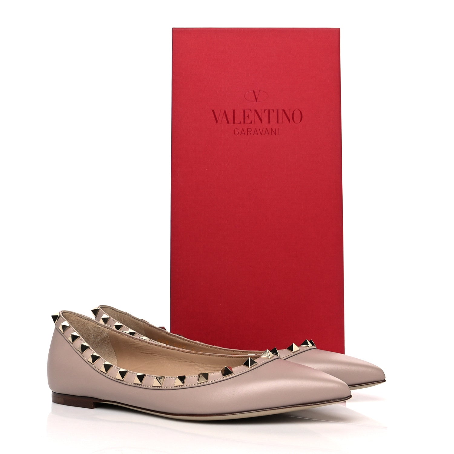 Valentino Garavani Nappa Rockstud Ballerina Flats 36 Poudre 10 of 10