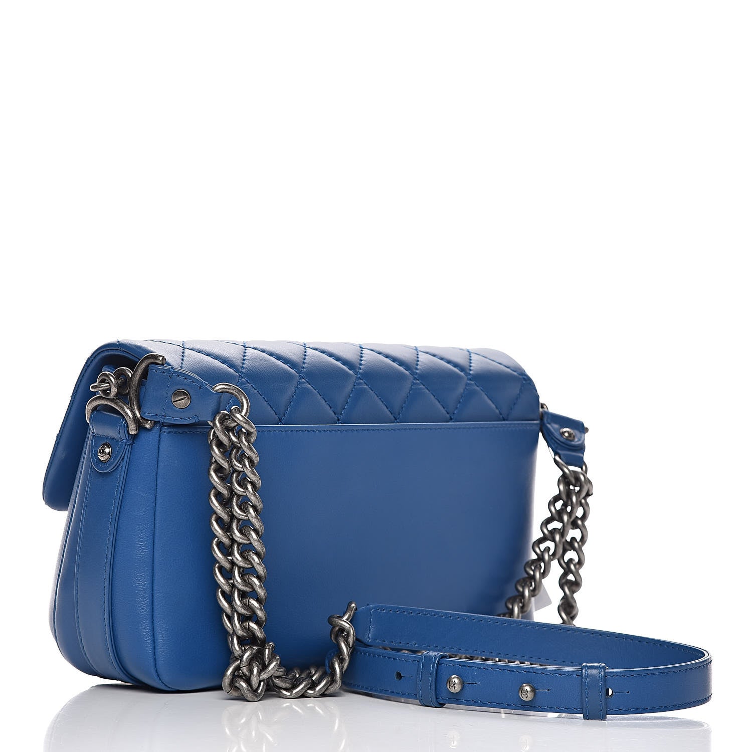 Chanel Calfskin Quilted Large Rock My Shoulder Flap Blue 3 of 10
