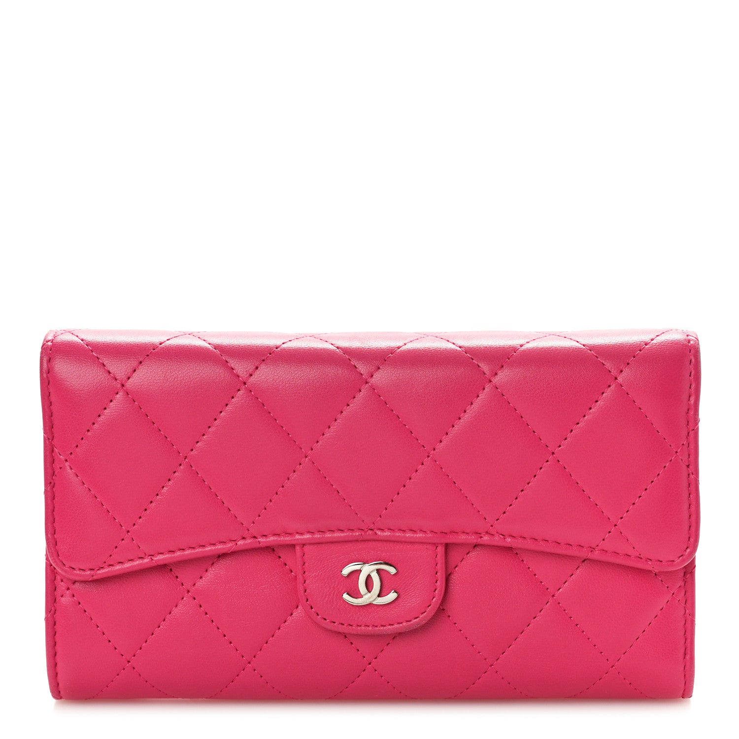 Chanel Lambskin Quilted Large Flap Wallet Fuchsia 1 of 10
