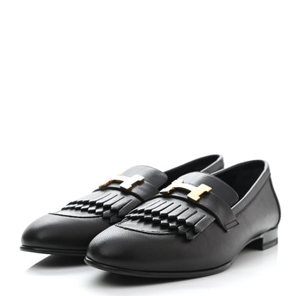 Hermes Goatskin Womens Royal Loafers 38.5 Black 3 of 10