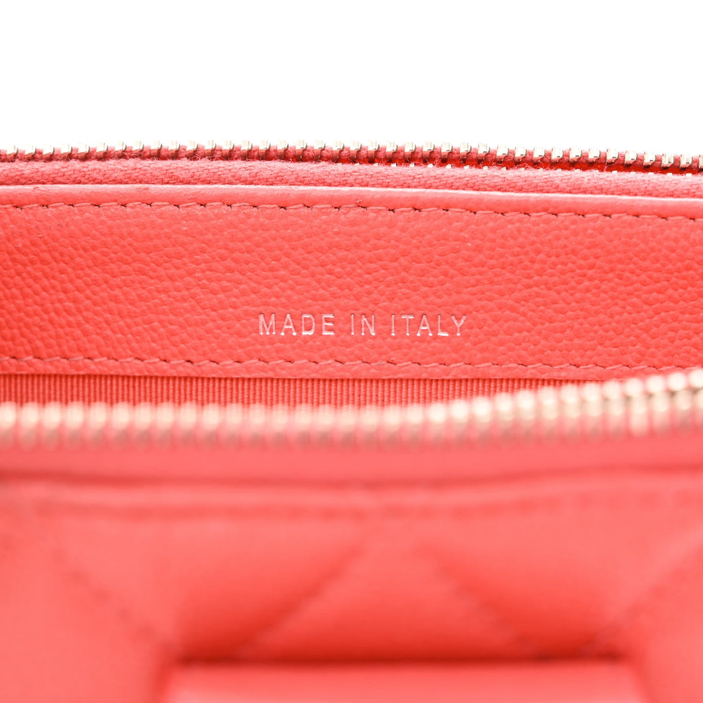 Caviar Quilted CC Box Clutch With Chain Coral