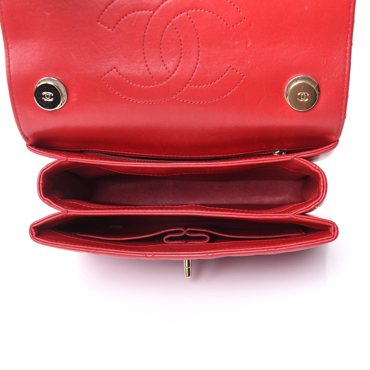 Lambskin Quilted Small Trendy CC Flap Dual Handle Bag Red
