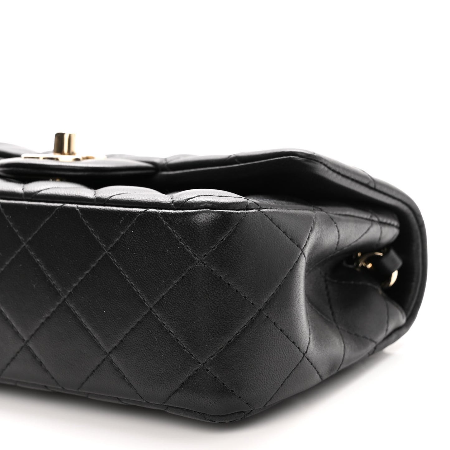 Lambskin Quilted Mini Rectangular Flap Black