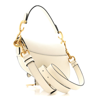 Christian Dior Grained Calfskin Mini Saddle Bag With Strap White 3 of 12