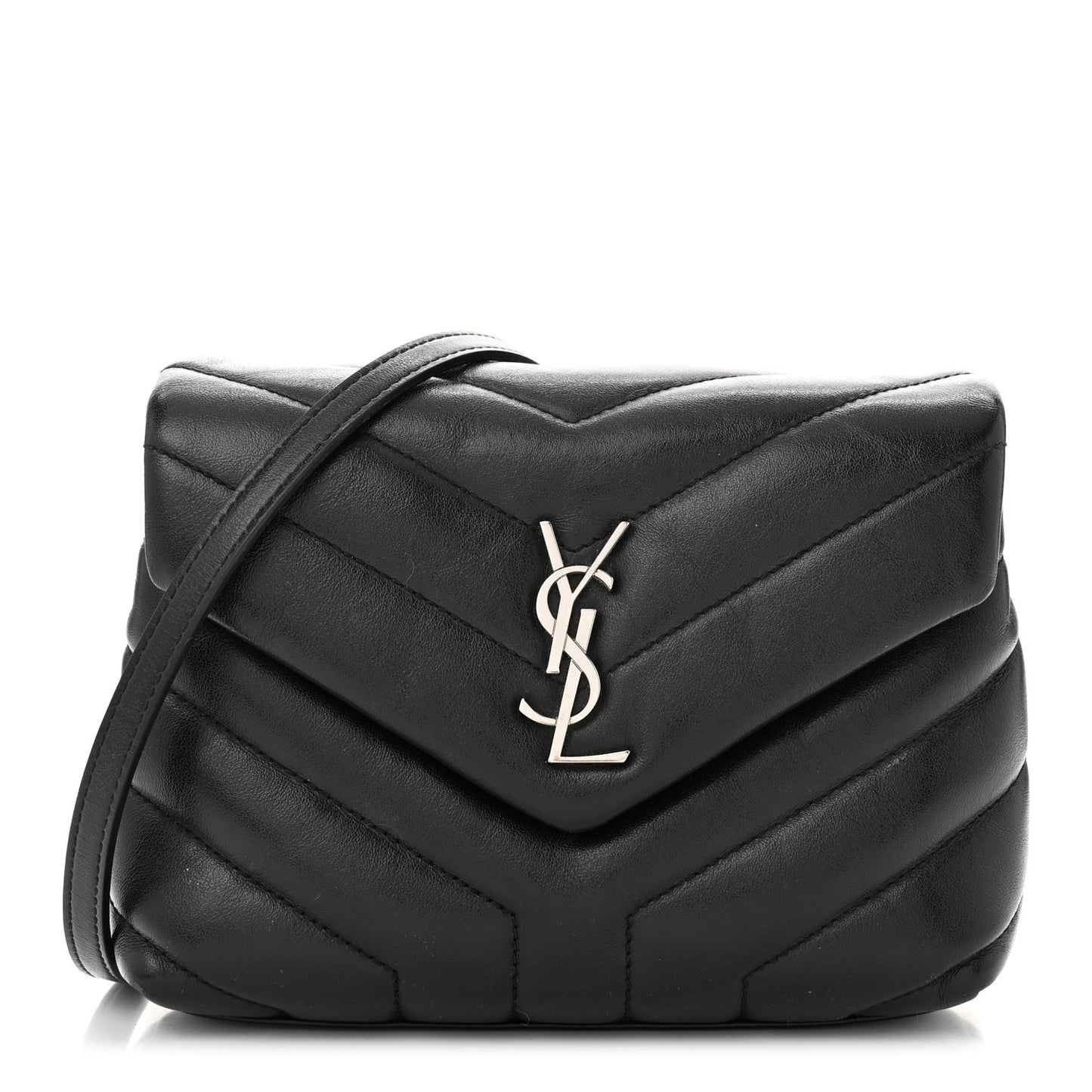 Calfskin Y Quilted Monogram Toy Loulou Crossbody Bag Black