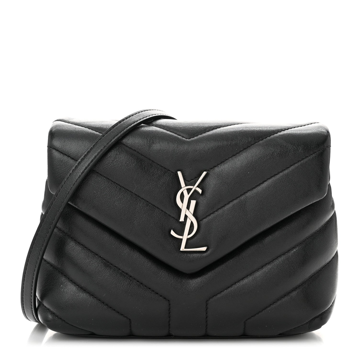 Saint Laurent Calfskin Y Quilted Monogram Toy Loulou Crossbody Bag Black 1 of 13