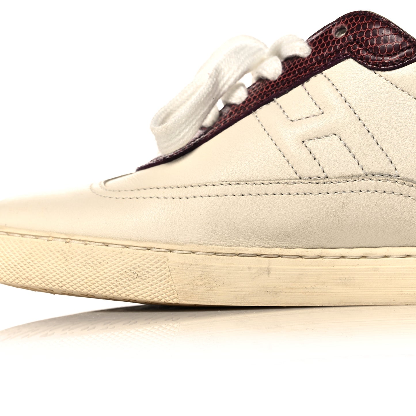 Calfskin Lizard Womens Quicker Sneakers 35 White Bordeaux