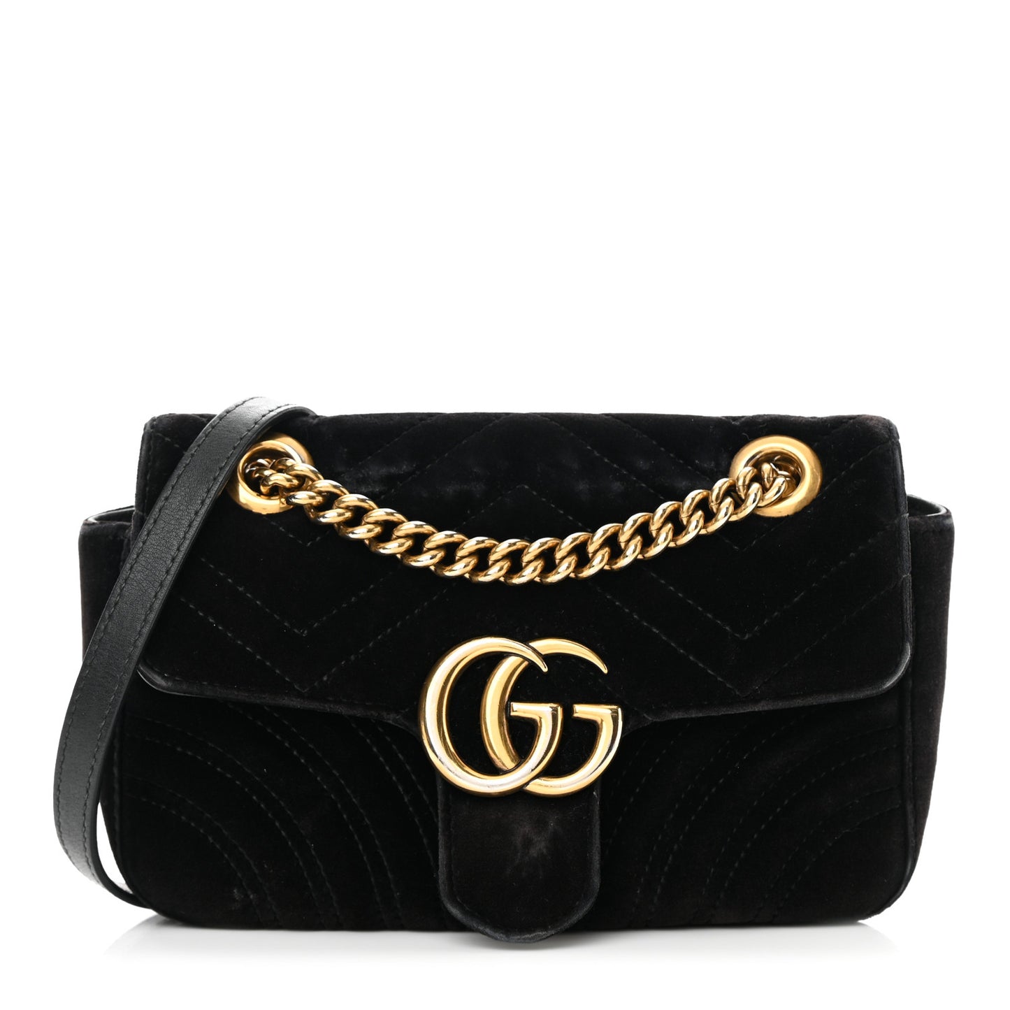 Velvet Matelasse Mini GG Marmont Shoulder Bag Black