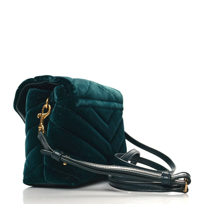 Saint Laurent Velvet Y Quilted Monogram Toy Loulou Crossbody Bag Dark Ottanio 3 of 12