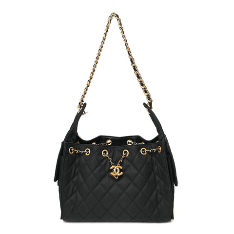 Canvas Quilted Small Chanel 25 Handbag Black