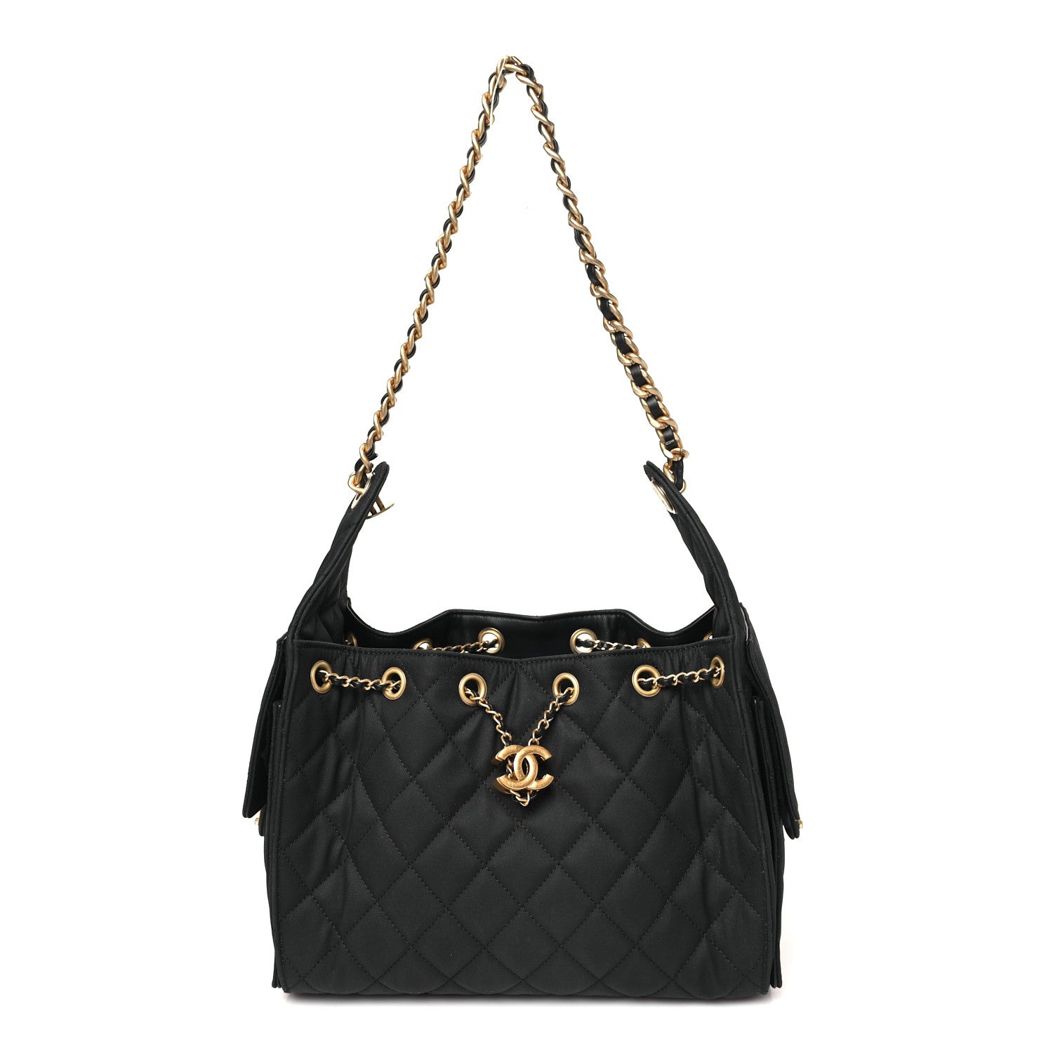 Chanel Canvas Quilted Small Chanel 25 Handbag Black 1 of 10