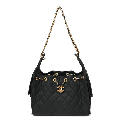 Chanel Canvas Quilted Small Chanel 25 Handbag Black 1 of 10