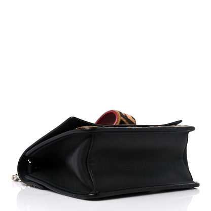 Fendi Vitello Century Velvet F is Fendi FF Embroidered Small Kan I Shoulder Bag Black Tobacco 4 of 16