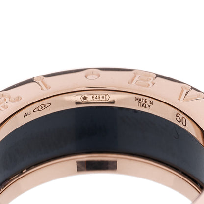 Bulgari 18K Rose Gold Black Ceramic Matte B.Zero1 Two-Band Ring 50 5.25 4 of 5