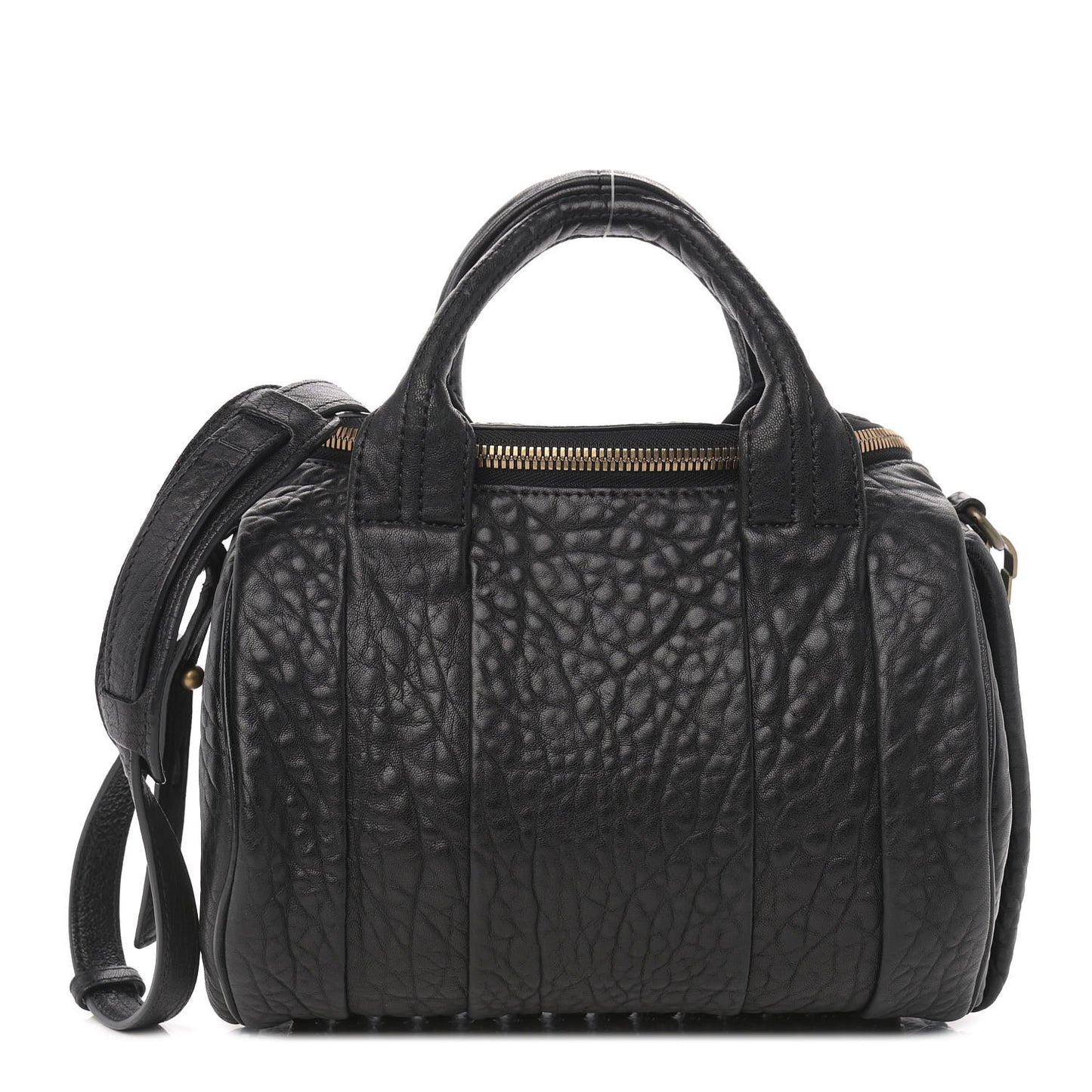 Pebbled Lambskin Mini Rockie Black Rose Gold Hardware