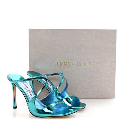 Jimmy Choo Metallic Calfskin Anise 95 Sandals 38.5 Malibu 9 of 9