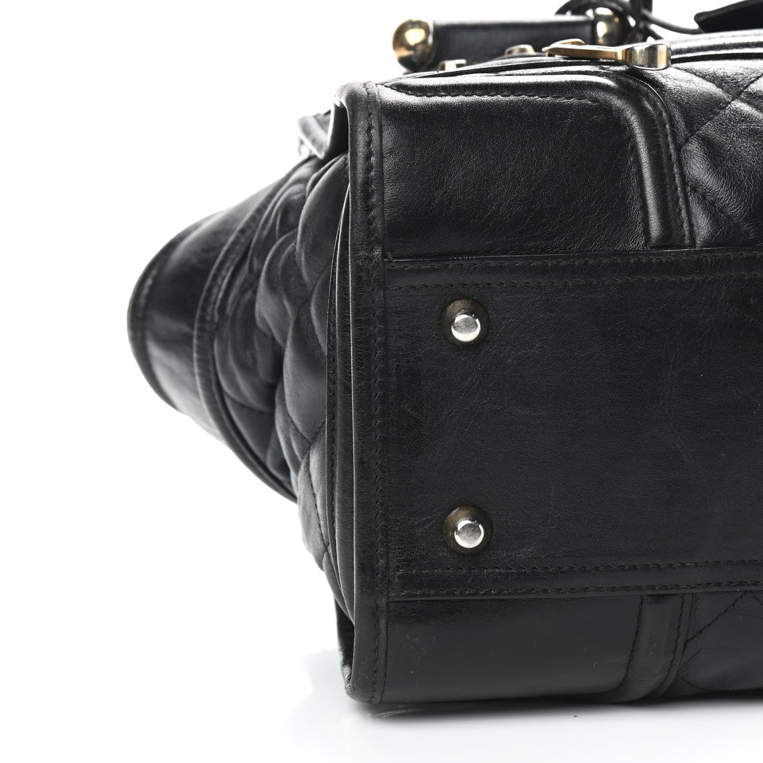Burberry Calfskin Quilted Manor Tote Black 8 of 11
