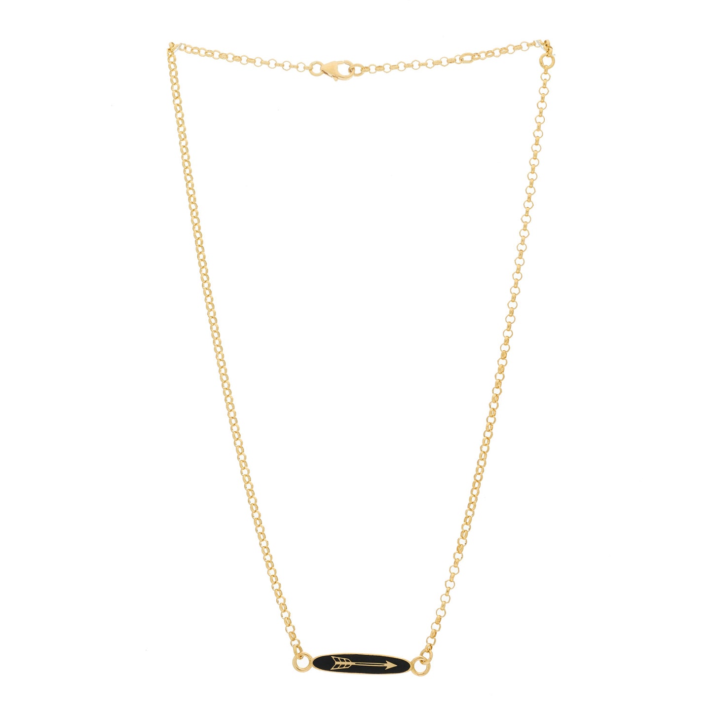 18K Yellow Gold Enamel Dream Sequence Pendant Necklace Black