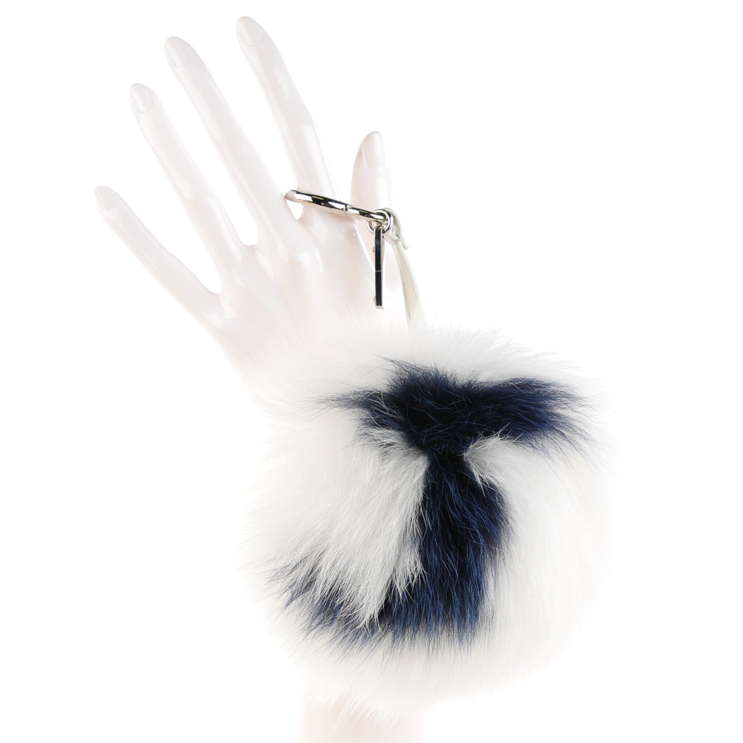 Fendi Fox Fur Shiny Nappa Bi-Color J ABCharm Bag Charm White Blue 2 of 5