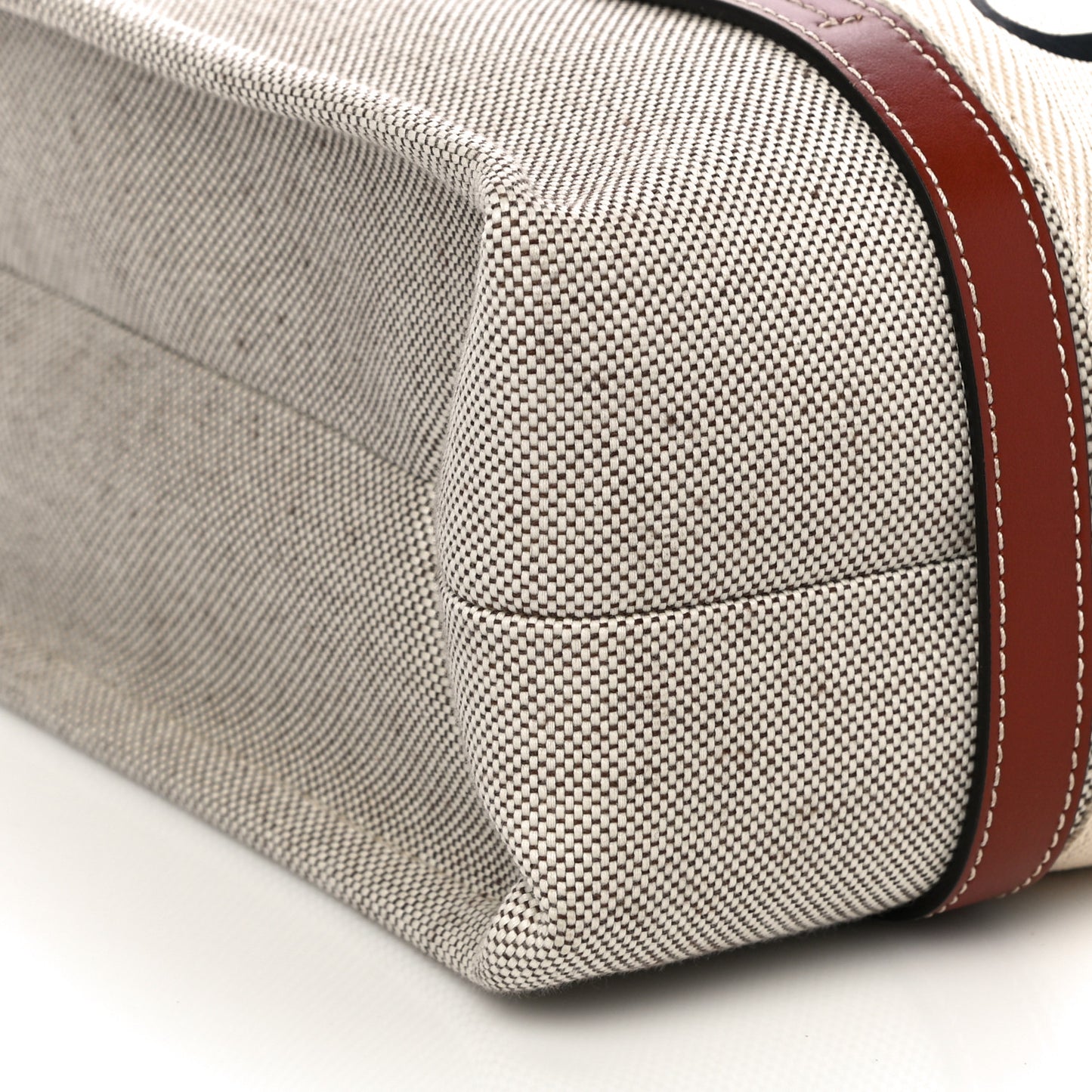 Cotton Calfskin Medium Woody Ribbon Tote White Brown