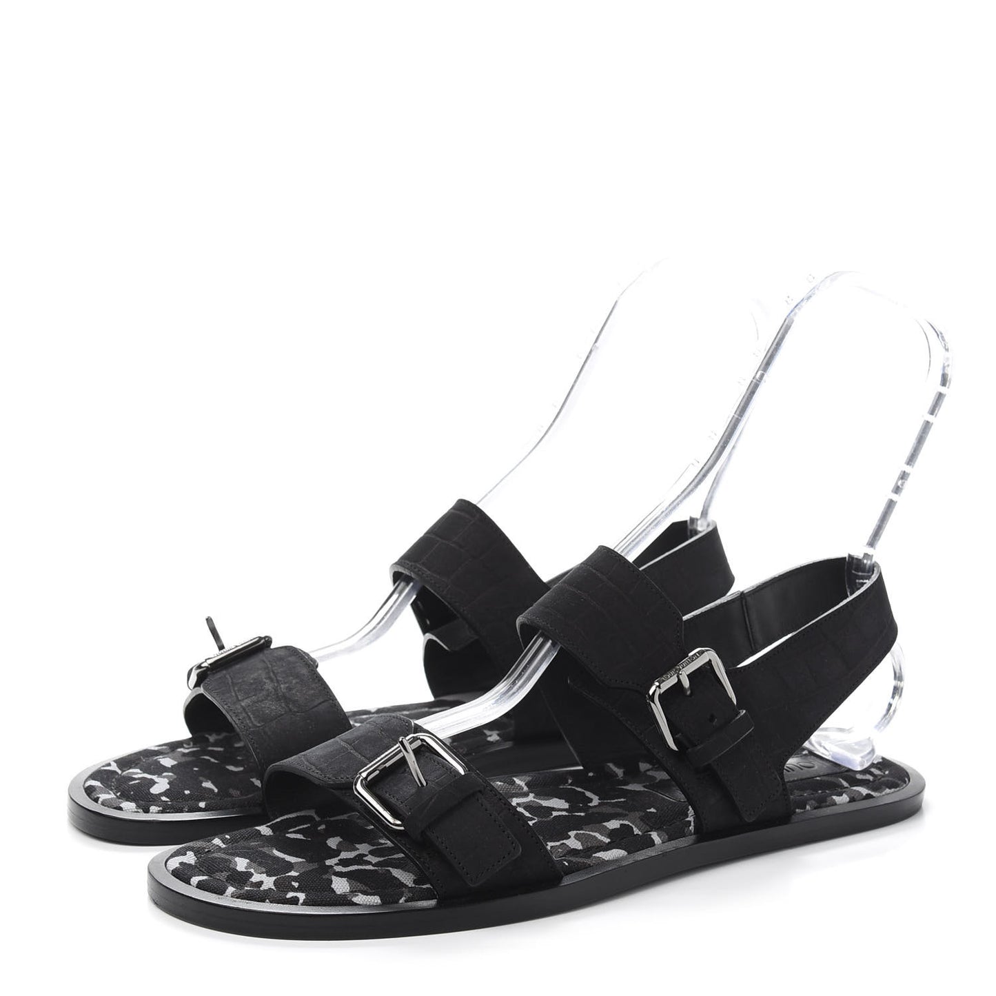 Nubuck Crocodile Embossed Mens Sandals 9.5 Black