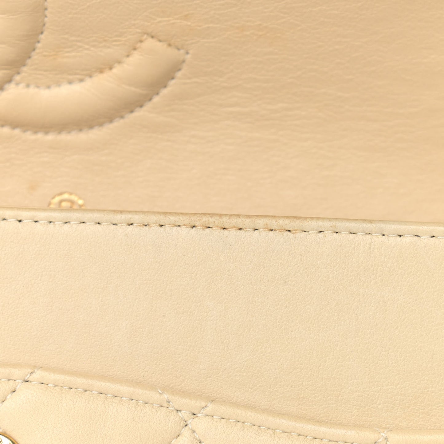 Lambskin Quilted Medium Double Flap Light Beige
