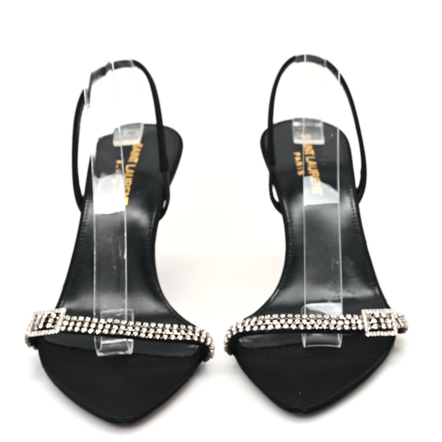 Saint Laurent Crepe Satin Rendez Vous Slingback Sandals  38 Black 3 of 8