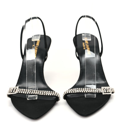 Saint Laurent Crepe Satin Rendez Vous Slingback Sandals  38 Black 3 of 8