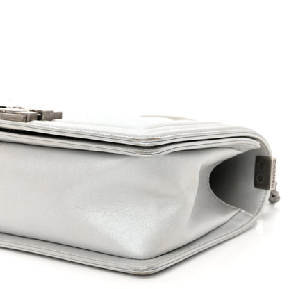 Chanel Metallic Lambskin Quilted Medium Boy Flap Silver 10 of 11