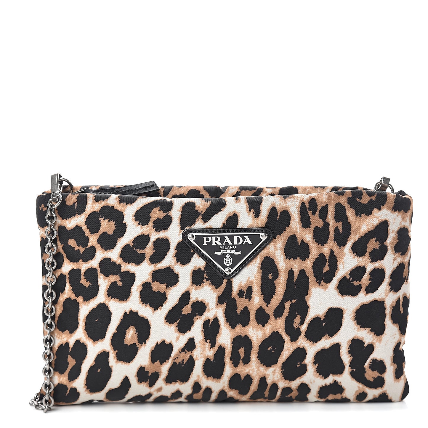 Tessuto Soft Nylon Leopard Print Crossbody Avorio