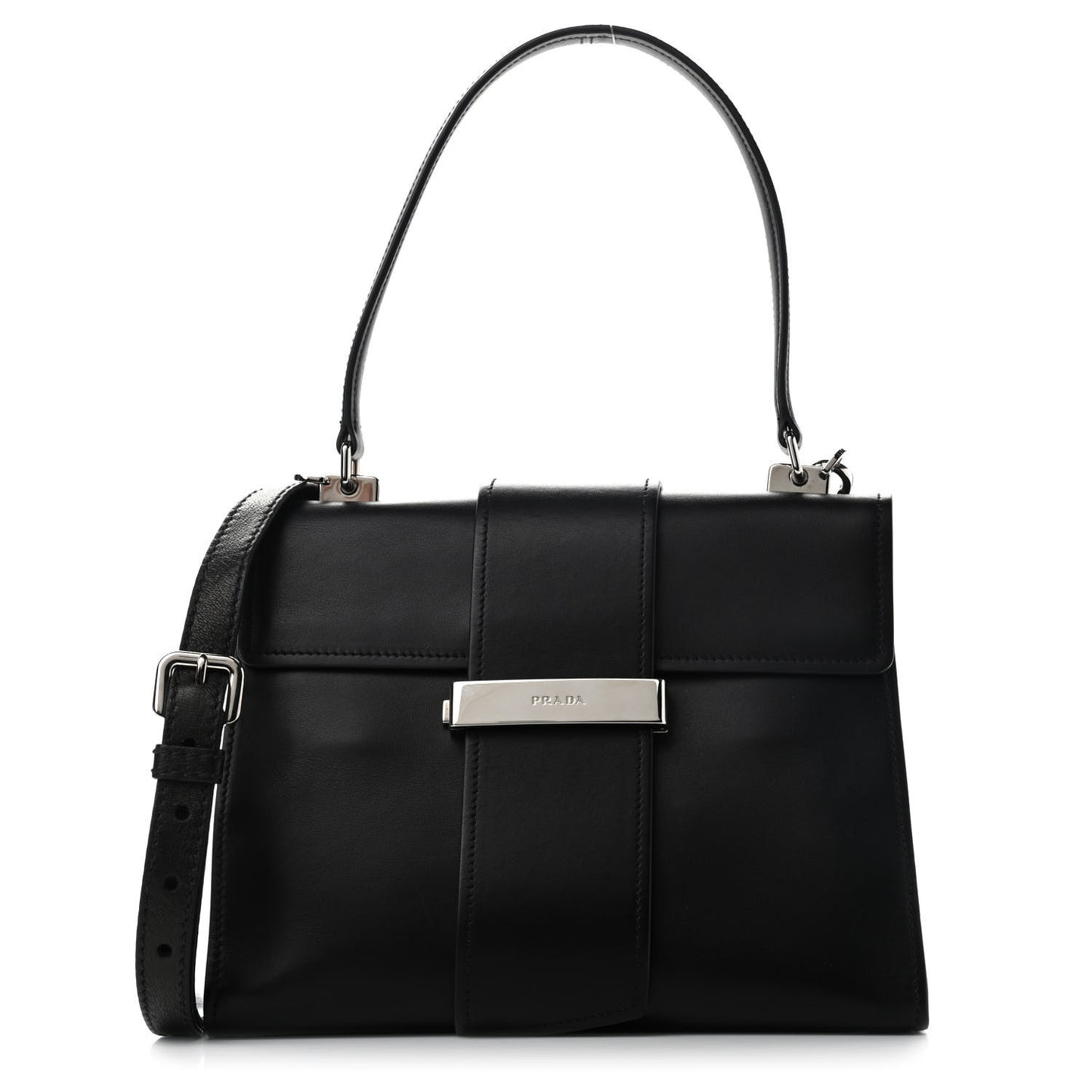 City Calf Ribbon Shoulder Bag Black