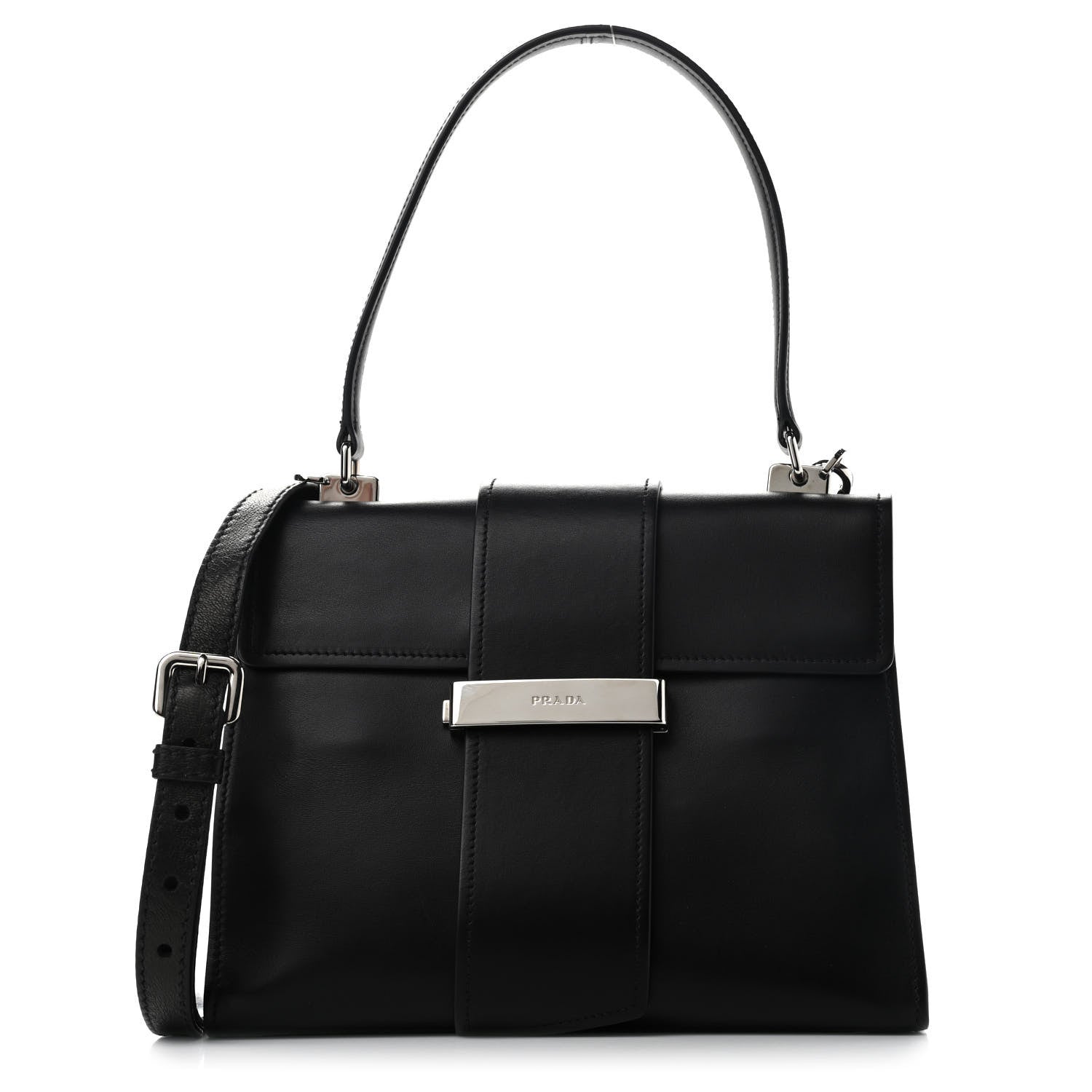 Prada City Calf Ribbon Shoulder Bag Black 1 of 13