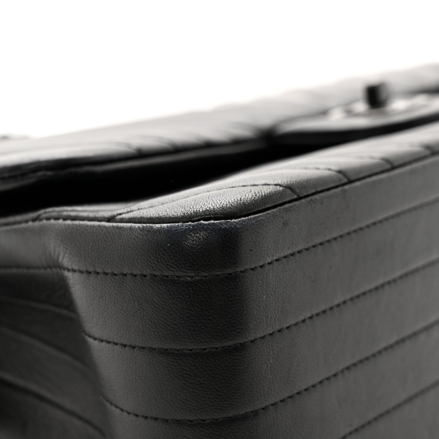 Lambskin Chevron Quilted Jumbo Double Flap So Black