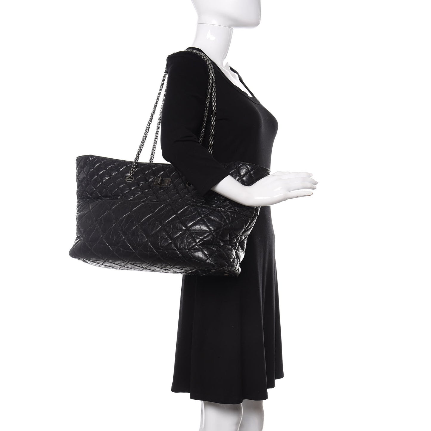 Aged Calfskin Quilted Reissue 2.55 Tote Black