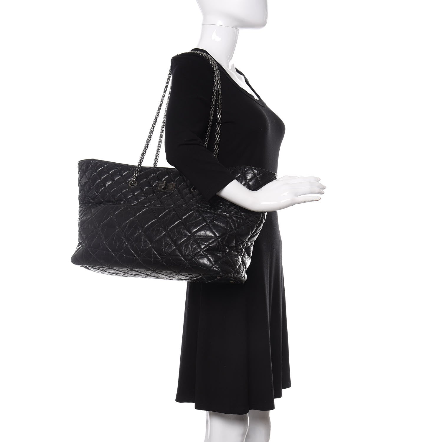 Chanel Aged Calfskin Quilted Reissue 2.55 Tote Black 2 of 9
