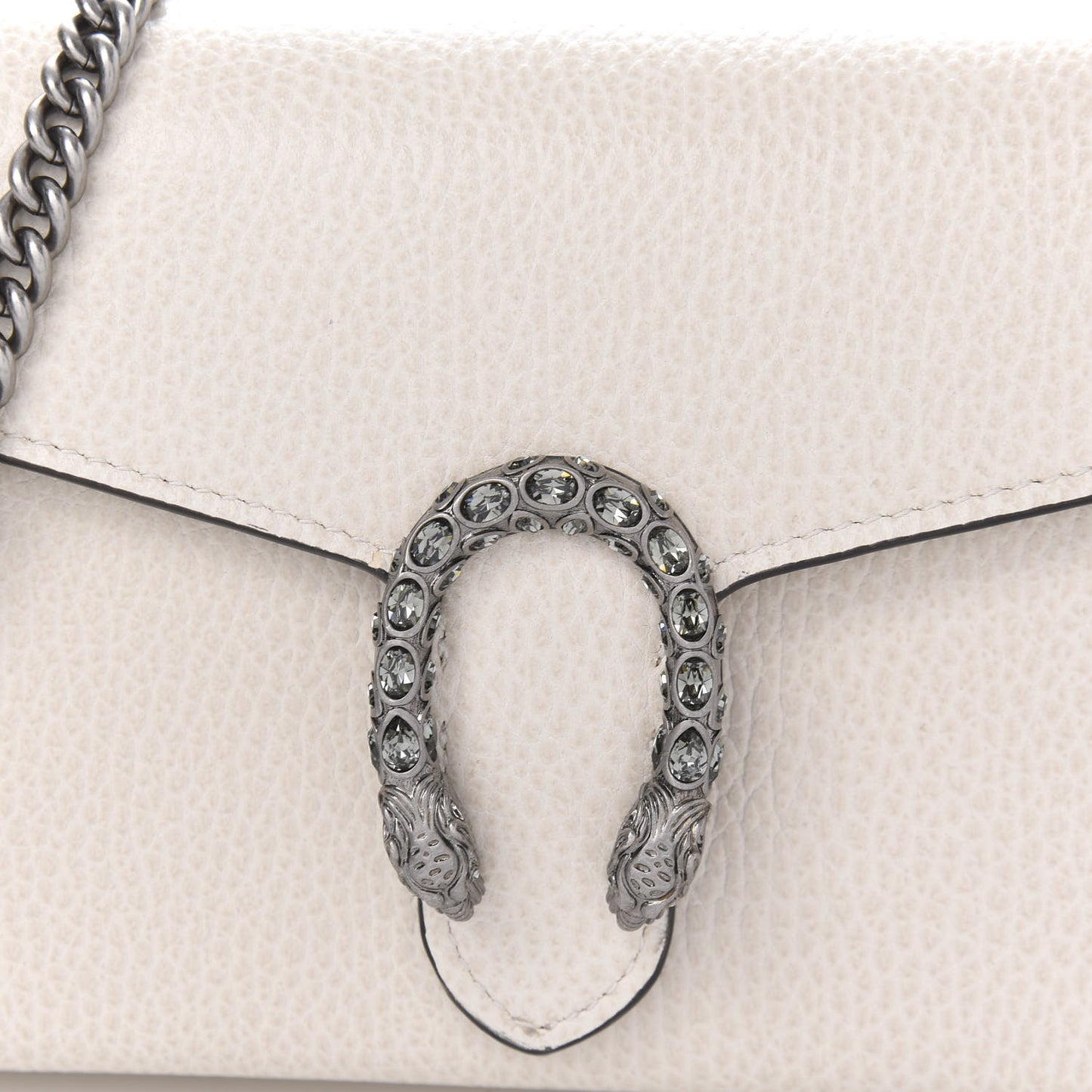 Dollar Calfskin Mini Dionysus Chain Wallet Mystic White