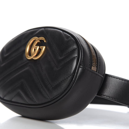 Gucci Calfskin Matelasse GG Marmont Belt Bag 75 30 Black 7 of 10