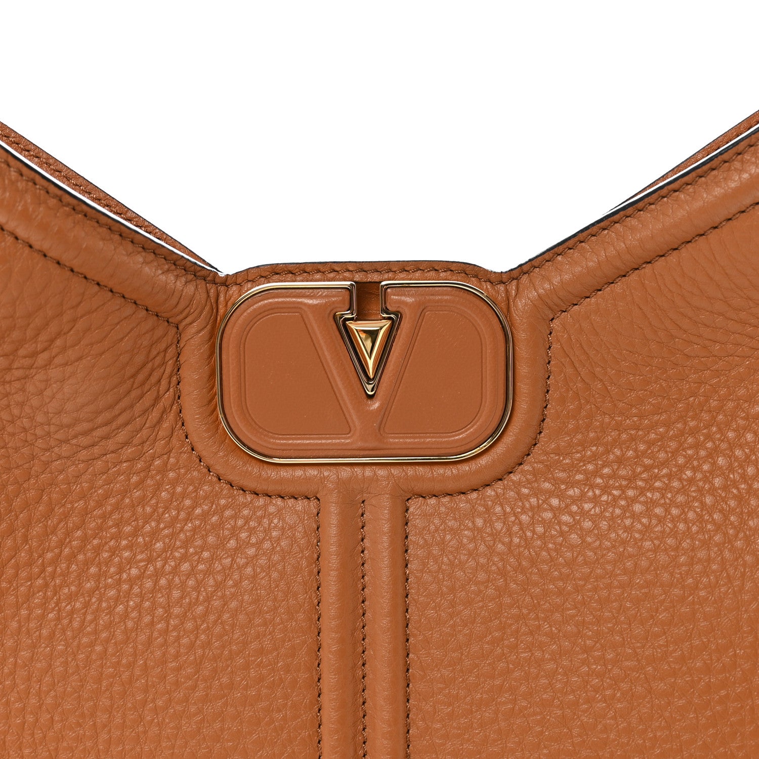 Valentino Garavani Grainy Calfskin Vertical Hobo Bag Almond Beige 7 of 9