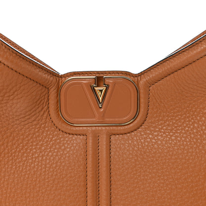 Valentino Garavani Grainy Calfskin Vertical Hobo Bag Almond Beige 7 of 9