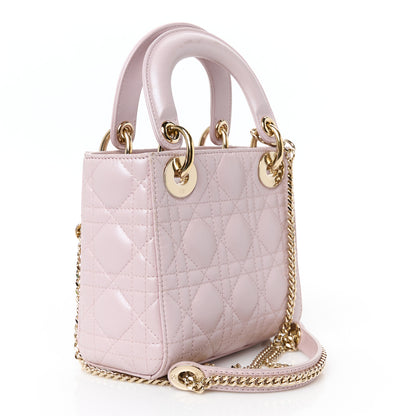 Christian Dior Metallic Lambskin Cannage Mini Lady Dior Lotus 3 of 11