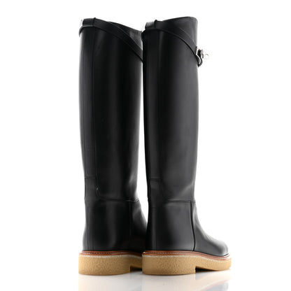 Hermes Calfskin Honey Boots 39.5 Black 4 of 9